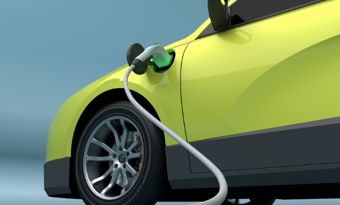Green car charging power.